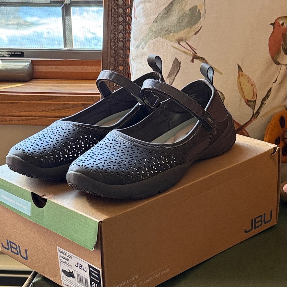 JBU Charcoal Perforated Mary Jane Flats